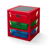 LEGO opbevaring med 3 skuffer - rød