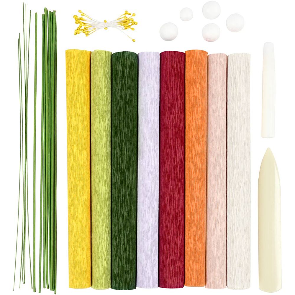 Crepepapirblomster Start DIY Kit ass. farver