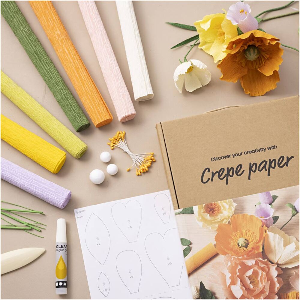 Crepepapirblomster Start DIY Kit ass. farver