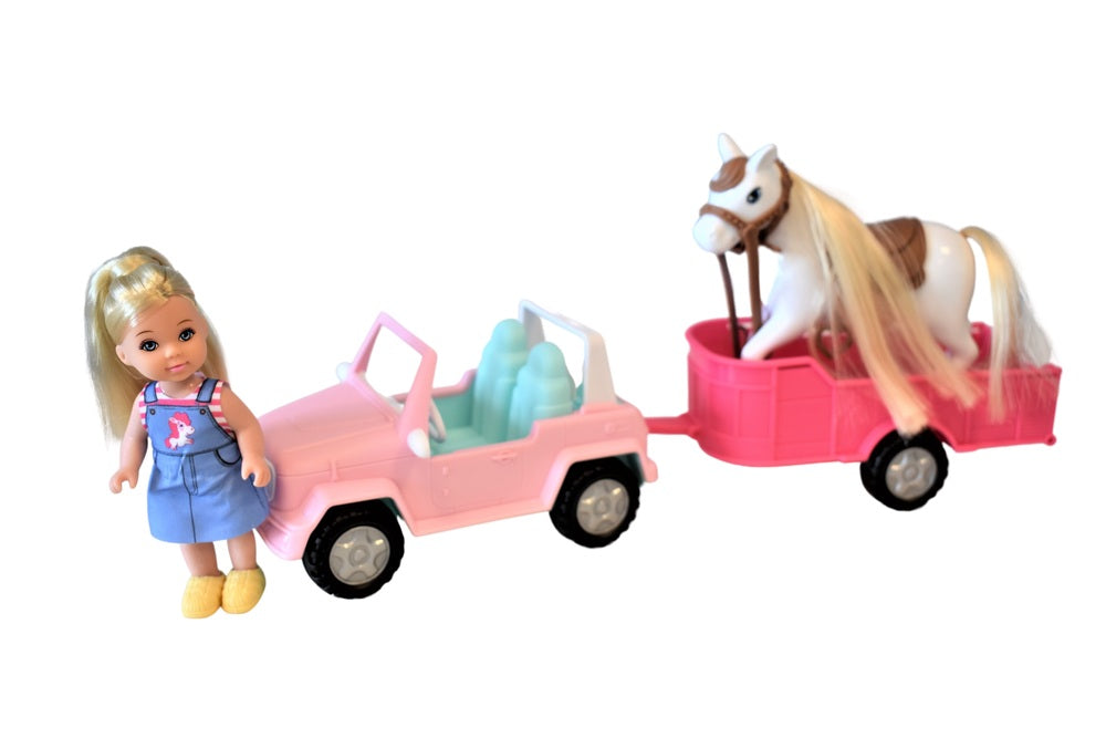 Kiki Love dukke med bil, hest og trailer