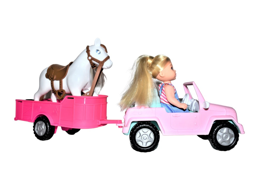 Kiki Love dukke med bil, hest og trailer