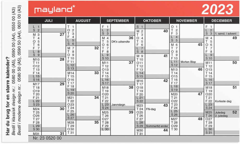 Kalender mini 2023 Mayland
