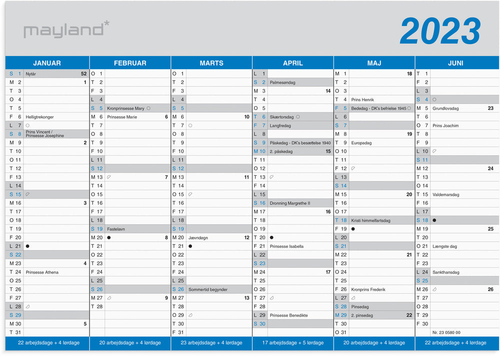 Kontorkalender 2023 Mayland