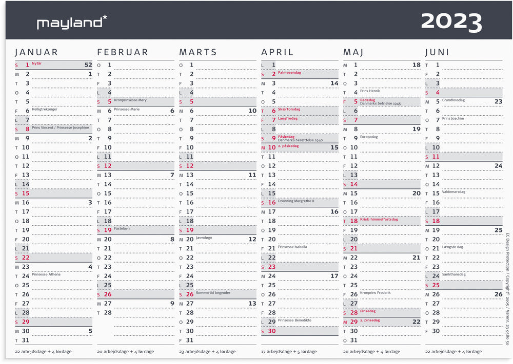 Kontorkalender moderne 2023