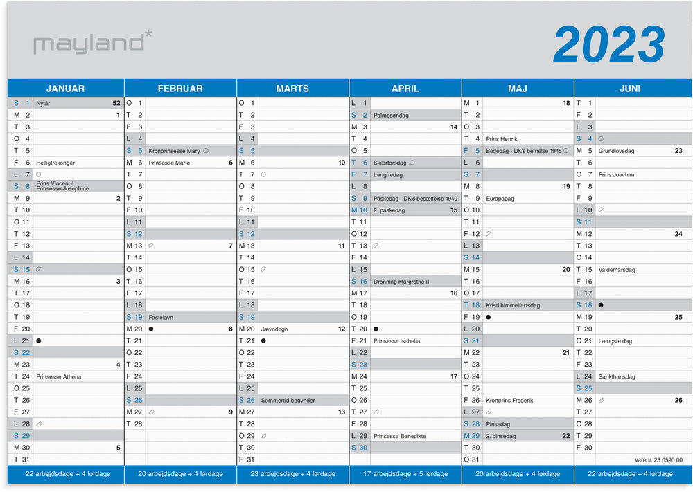 Kontorkalender A4 klassisk 2023