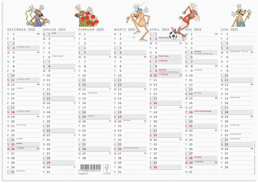 Kontorkalender humør - elg 2023