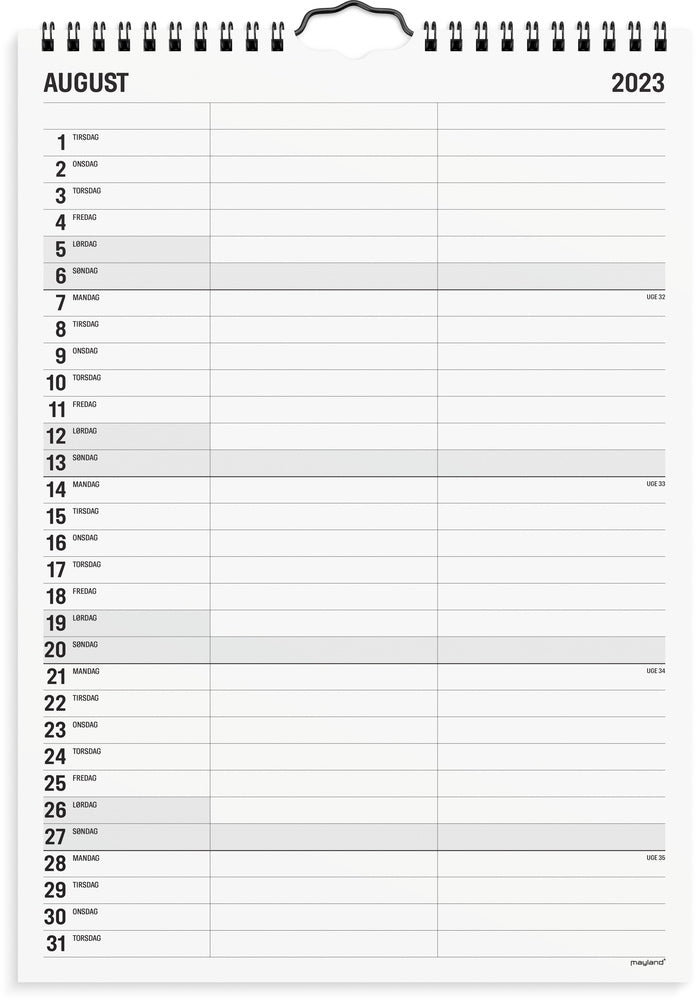 Familiekalender sort/hvid 2 kol