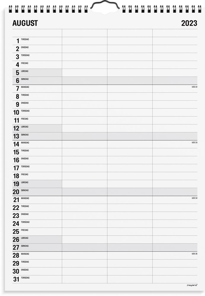 Familiekalender sort/hvid 2023