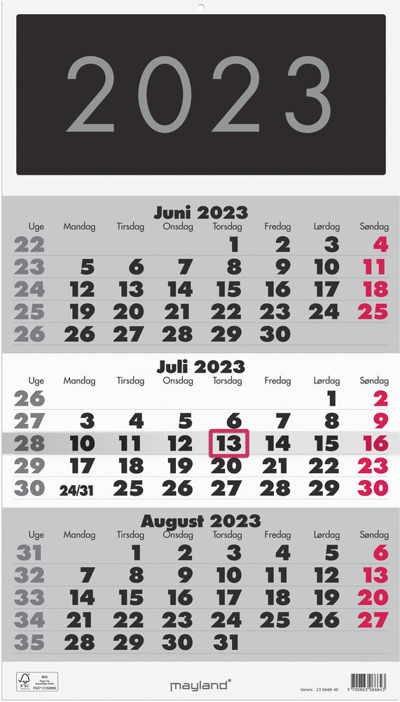 Vægkalender triplanner 2023