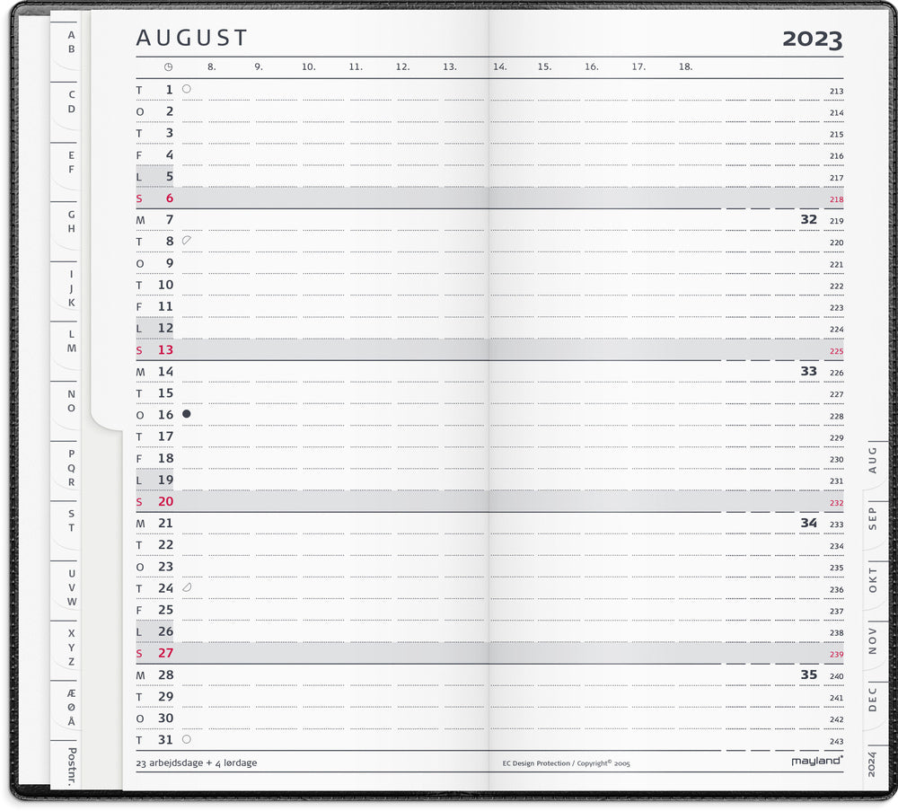 Index planner sort 2023 Mayland