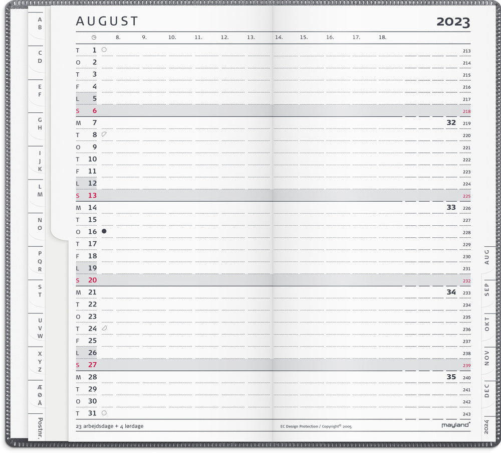 Index planner grå 2023 Mayland