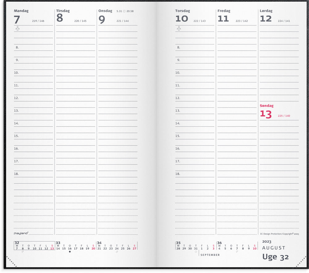 Weekplanner indbundet sort 2023