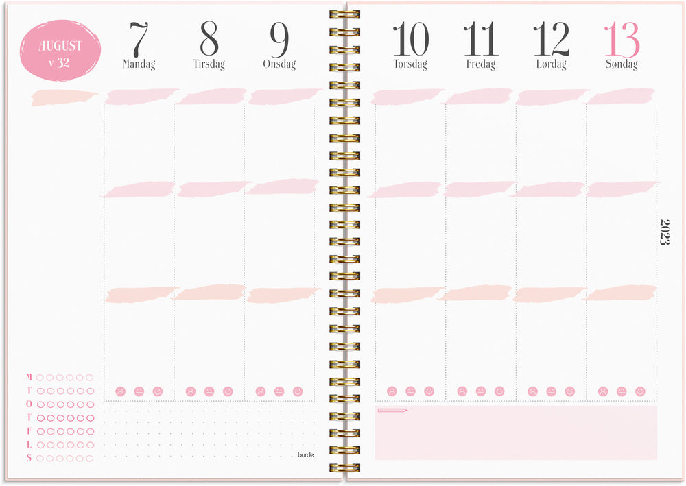 Life planner pink uge m. omslag