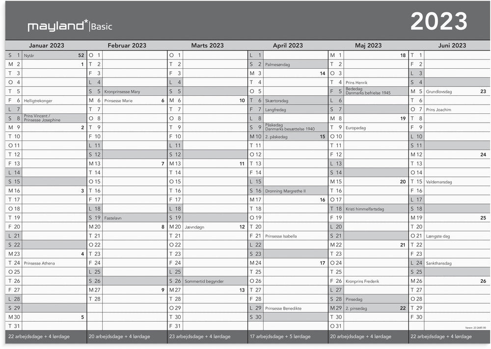 Kontorkalender 2023 Mayland