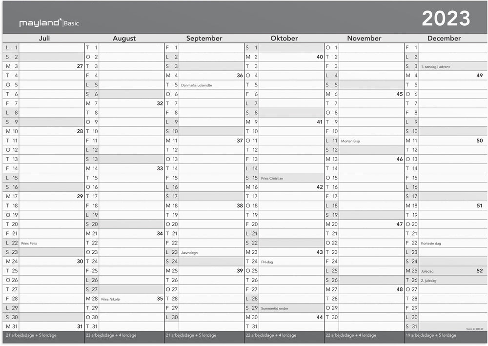 Kontorkalender m/whiteboard 2023
