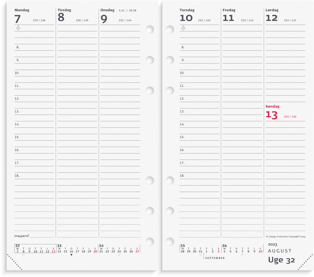Ugekalender højformat brun