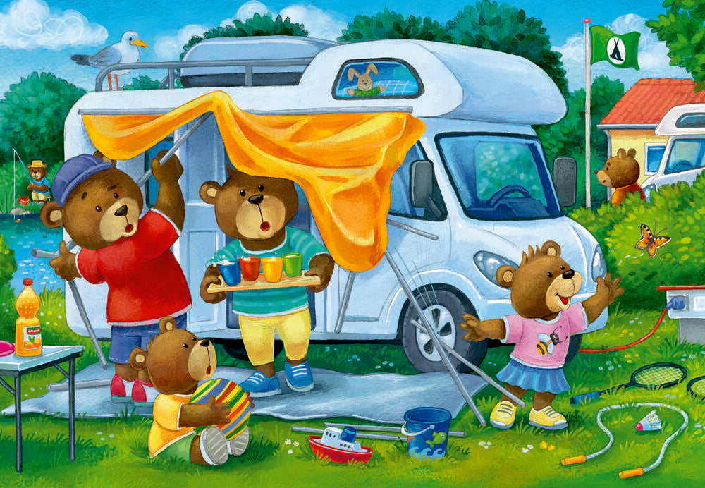 Puslespil Bear Family Camping Trip 2x24 brikker