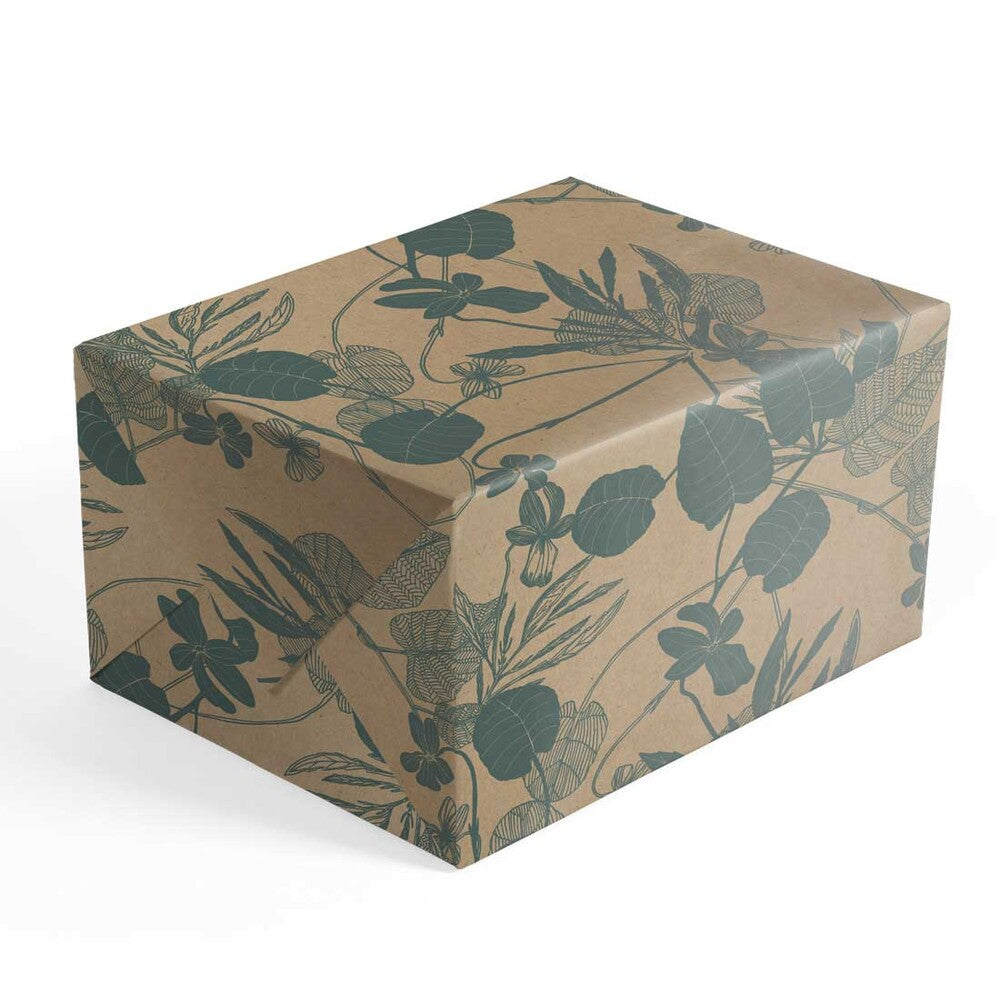 Økonom leaf 38 cm x 120 m kraft petroleumsblå blade/blomster