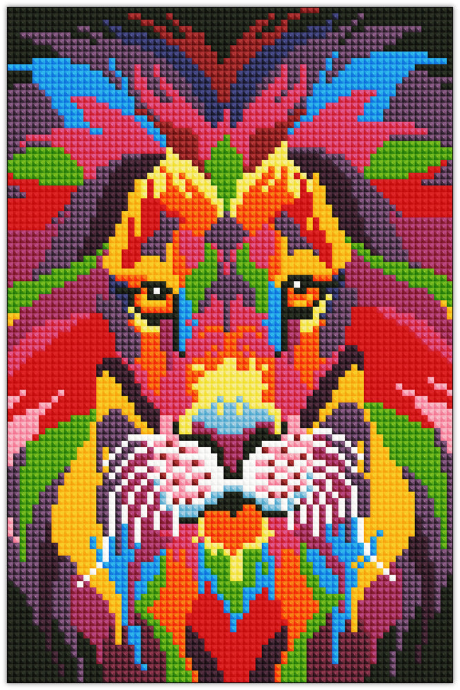 Diamond Art løve farverig 20 x 30 cm