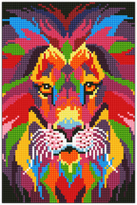 Diamond Art løve farverig 20 x 30 cm