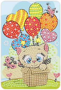 Diamond Art kat luftballon 10 x 15 cm