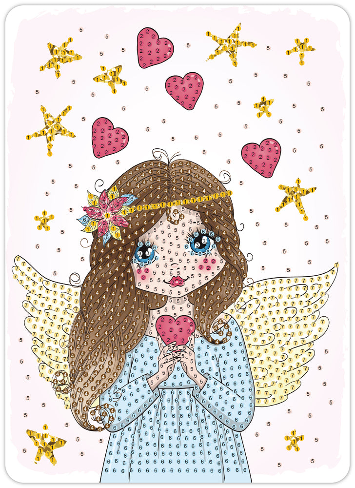 Diamond Art engle pige 13 x 18 cm