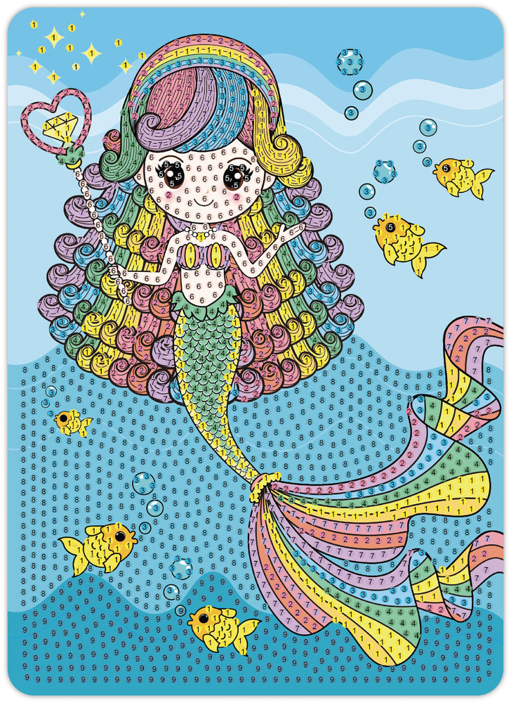 Diamond Art regnbue havfrue 13 x 18 cm