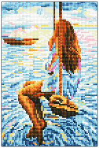 Diamond Art kvinde på gynge 20 x 30 cm