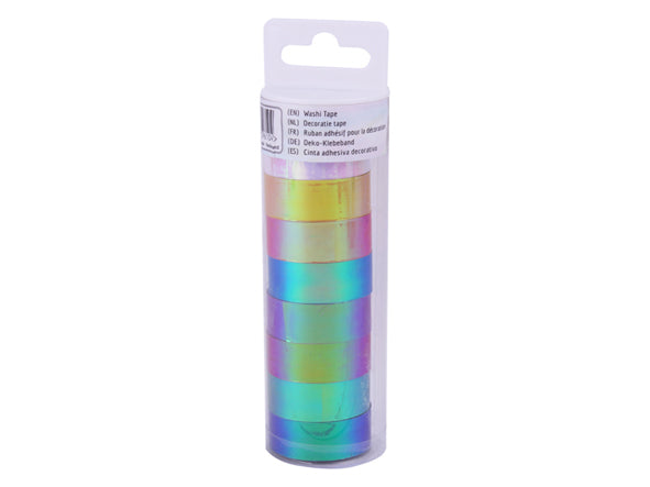Washi tape - Iriserende, 8 stk i rør