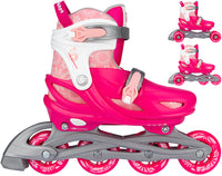 3 i 1 inline/rulleskøjte str. 25-28 hvid/pink