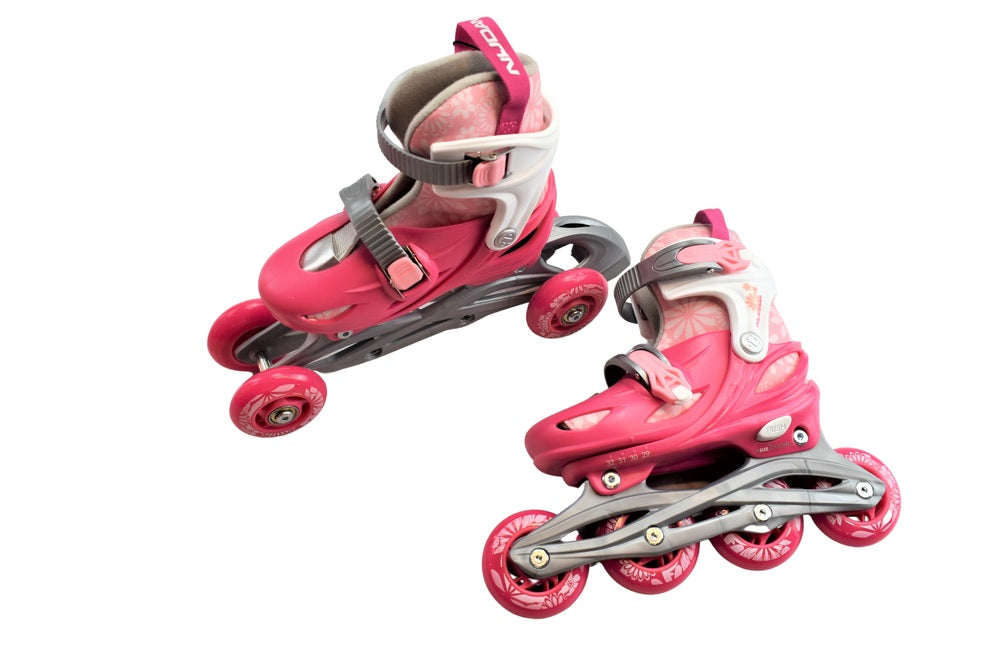 3 i 1 inline/rulleskøjte str. 29-32 hvid/pink