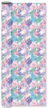 Bogbind/gavepapir flamingo/splatter pastel 70 cm x 2 m 80 g