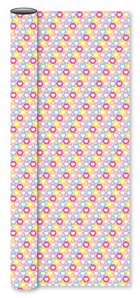 Bogbind/gavepapir hjerte i cirkel pasteller 70 cm x 2 m 80 g