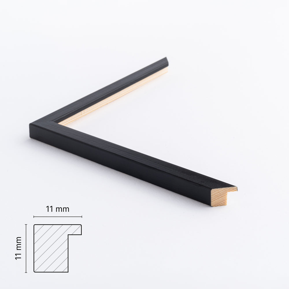 Ramme Sort Fyrretræ 13 X 18 Cm M/Glas 11 Mm Ramme