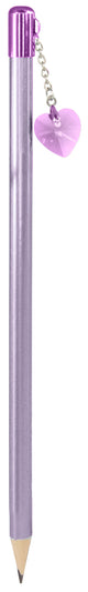 Blyant krystal m/vedhæng hjerte 6 asst farver Tinka
