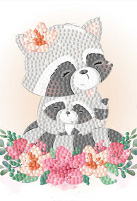 Diamond art Panda mor/baby  10 x 15 cm