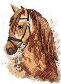 Diamond art Hest brun 13 x 18 cm