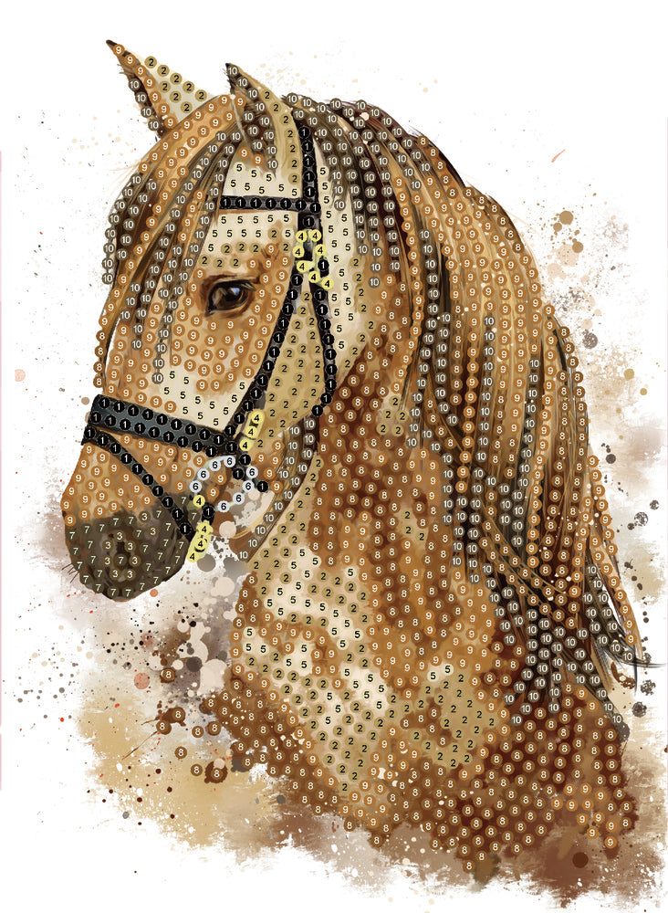 Diamond art Hest brun 13 x 18 cm