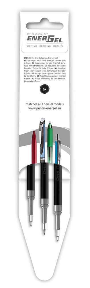 Refill Pentel 3 stk Energel 0,5mm sort