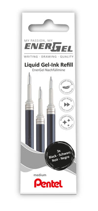 Refill Pentel 3 stk Energel 0,7mm sort