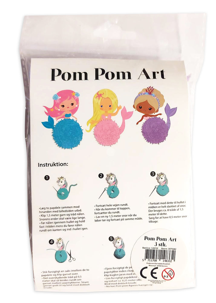 Pom Pom ART Havfrue M/hårpynt 3 stk.