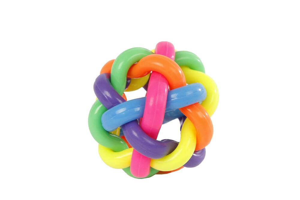 Mangefarvet Spaghetti-Hoppebold 6,5 cm