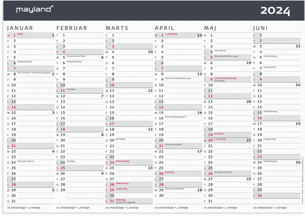 Kalender 2024 moderne A4