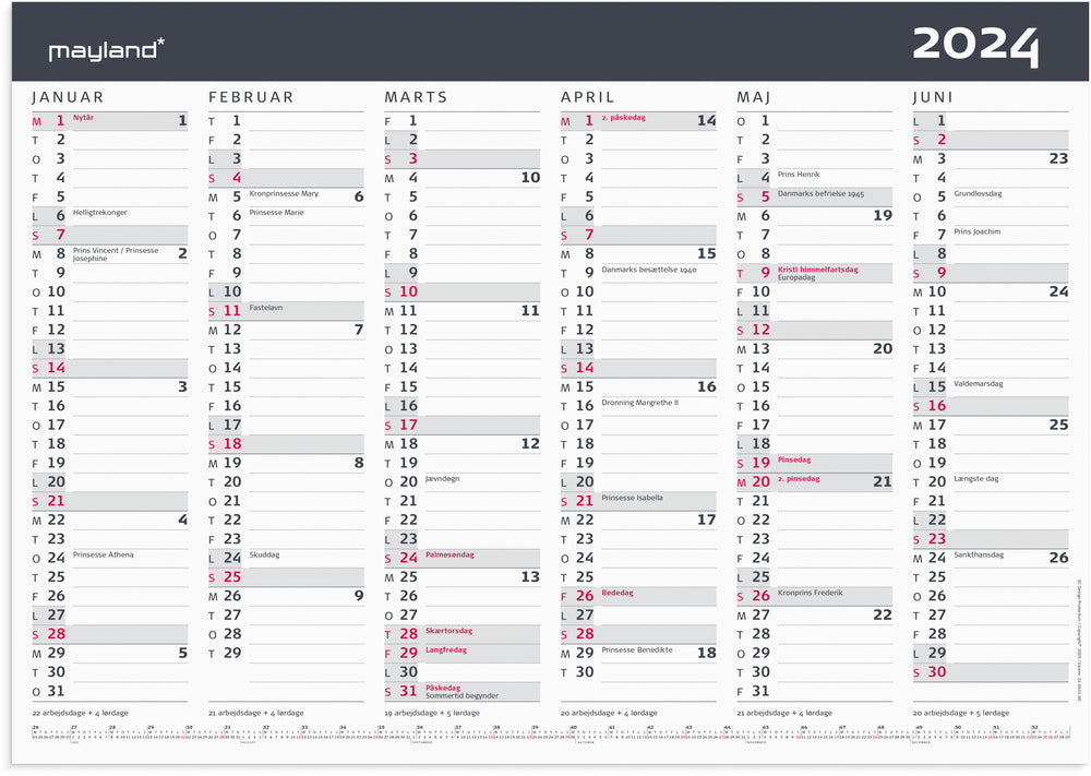 Kontorkalender 2024 moderne A3