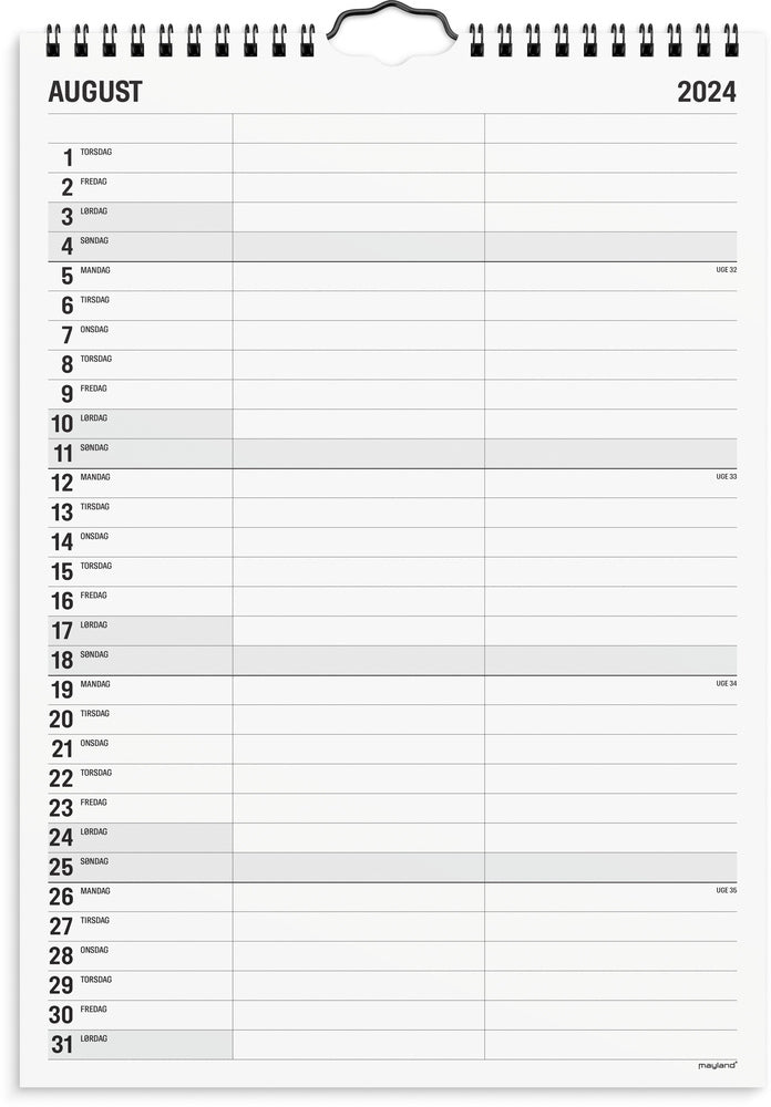 Kalender 2024 sort/hvid 2 kol