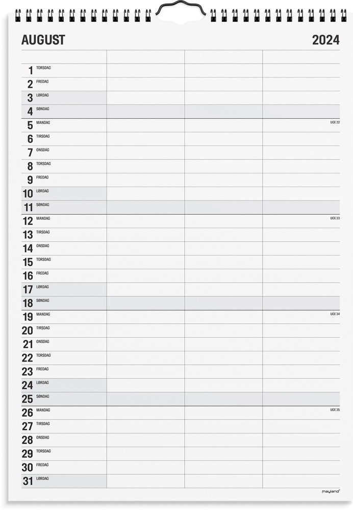 Kalender 2024 sort/hvid 2 kol