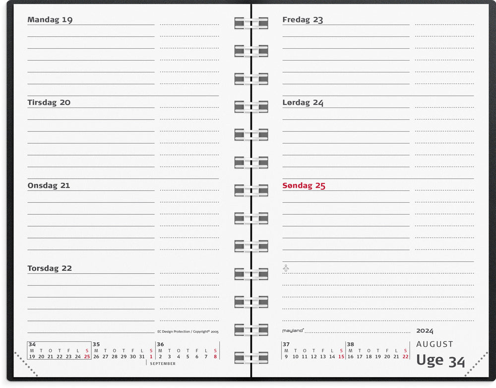 Mini planner 2024 uge sort