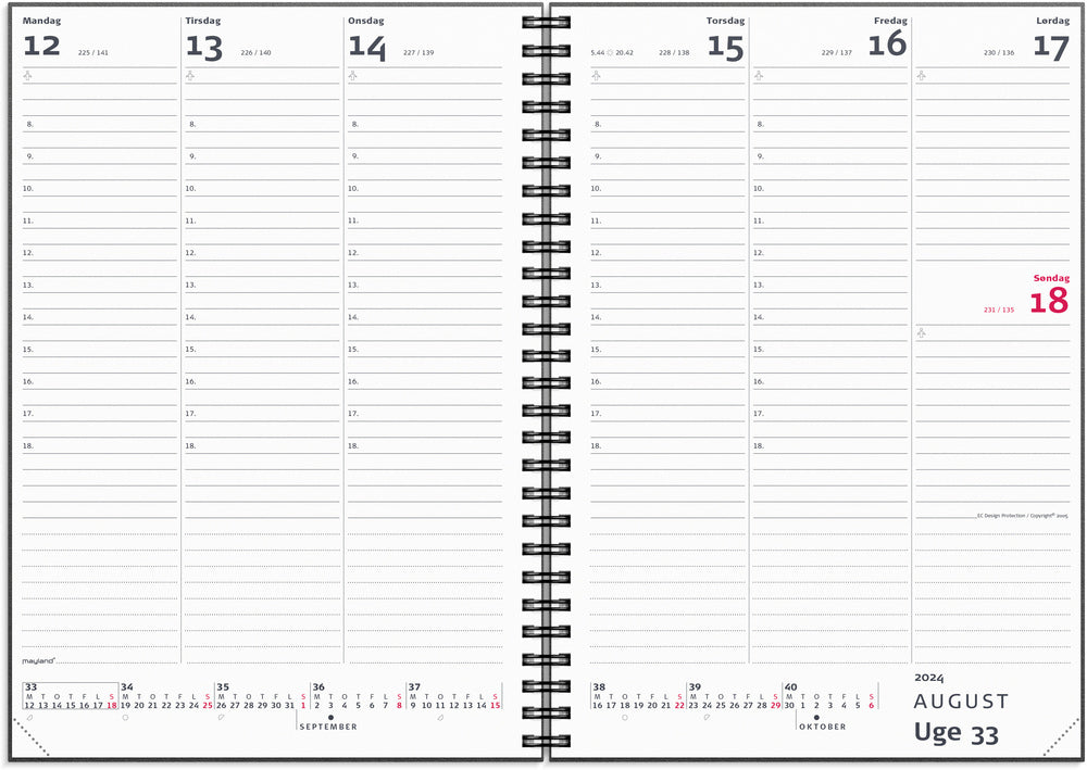 Kalender 2024 uge A5 matsort