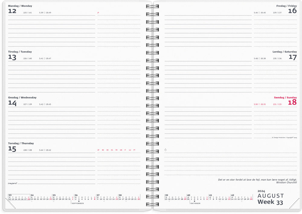 Kalender 2024 uge A5 m/4 illu