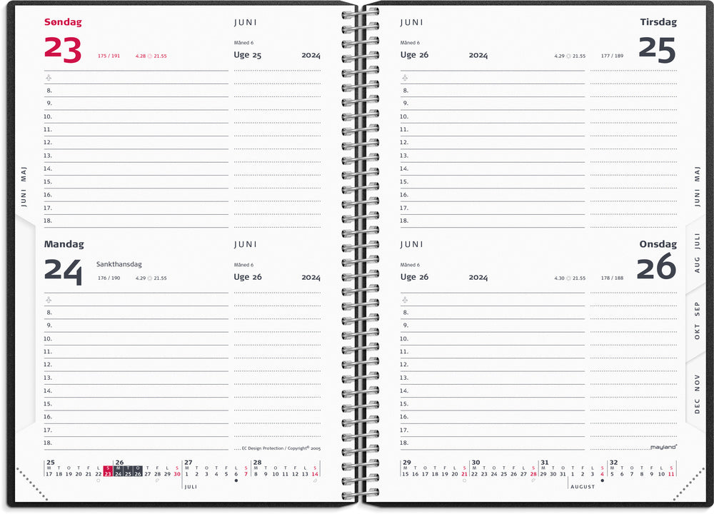 Kalender 2024 2 dage sort